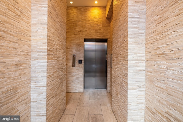 interior space with elevator