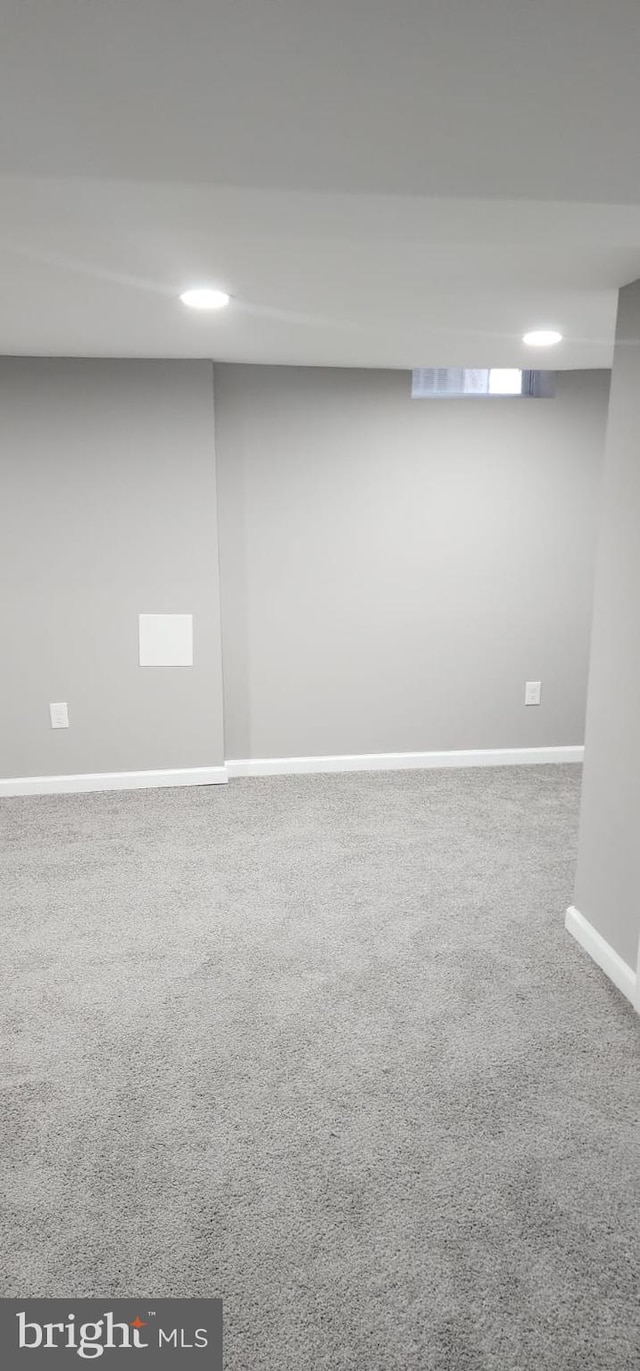 finished below grade area with carpet and baseboards