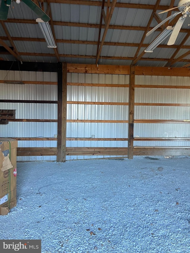 garage with metal wall