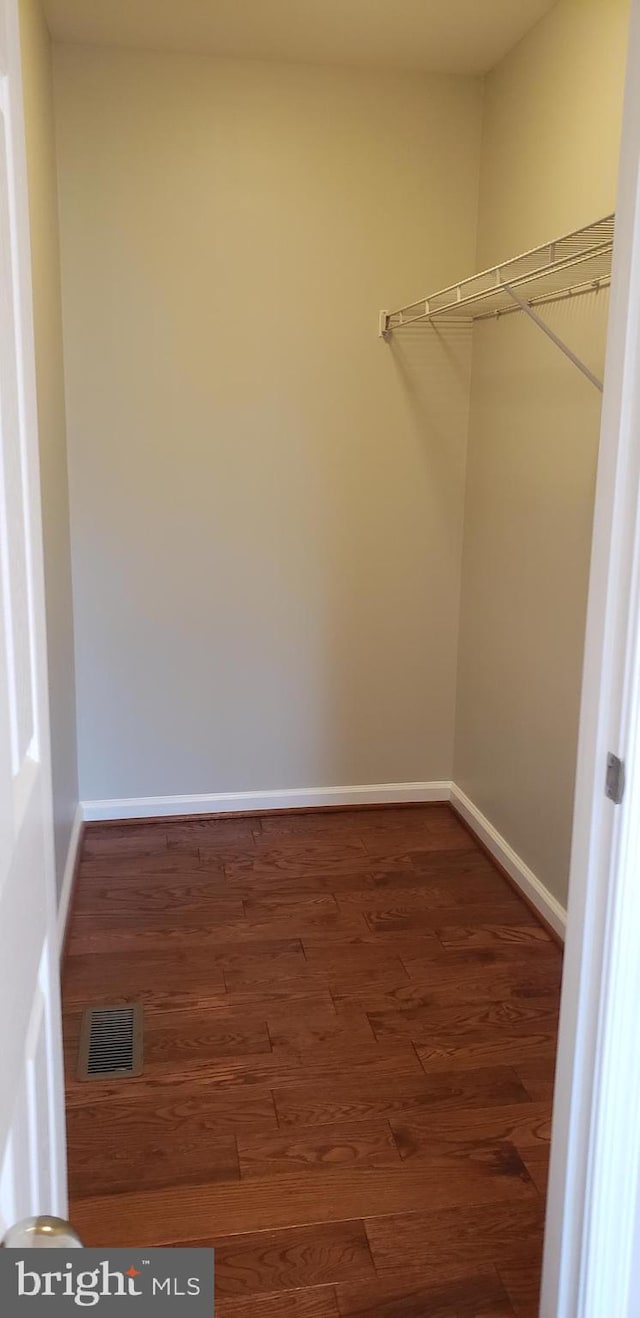 walk in closet featuring dark hardwood / wood-style floors