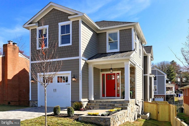 view of front of house with a garage