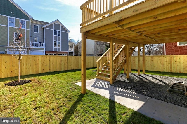 view of yard with a deck