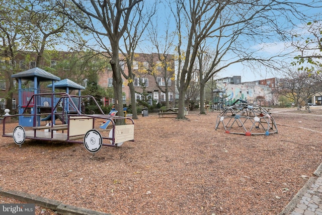 view of yard with a playground