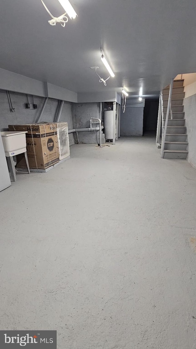 basement with gas water heater