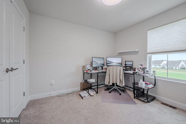 view of carpeted office