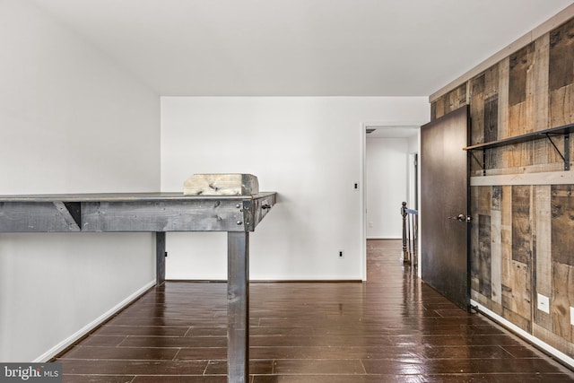 interior space with dark hardwood / wood-style floors