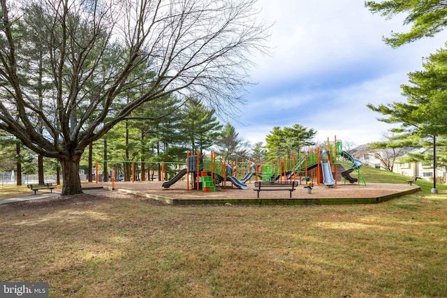 view of play area with a lawn