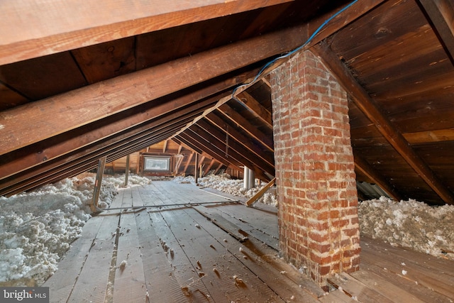 view of unfinished attic