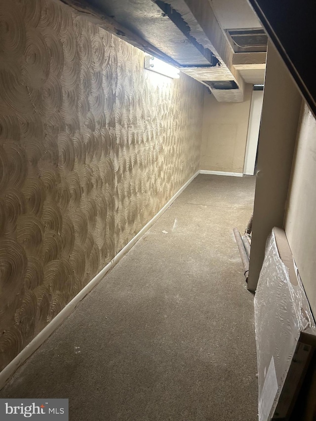 basement featuring carpet floors