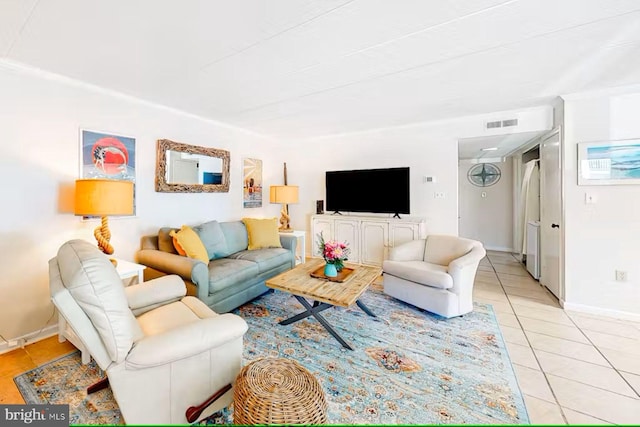 view of tiled living room