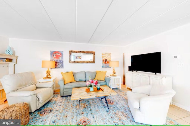 view of tiled living room