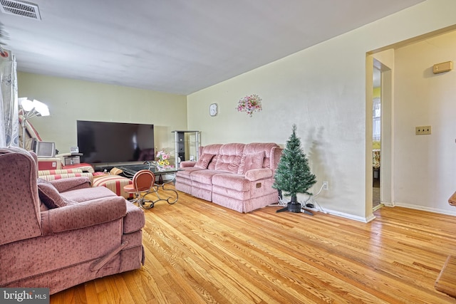 living room featuring light wood-type flooring