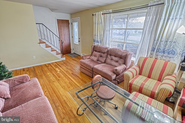 living room with hardwood / wood-style floors