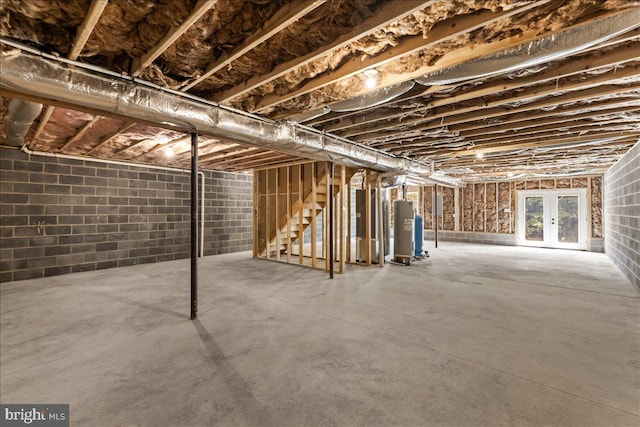 basement featuring gas water heater