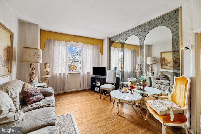 living room featuring light hardwood / wood-style flooring