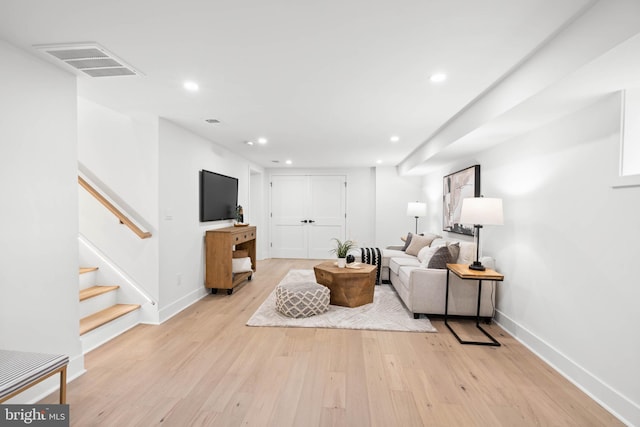 living room featuring light hardwood / wood-style floors