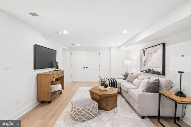 living room featuring light hardwood / wood-style flooring