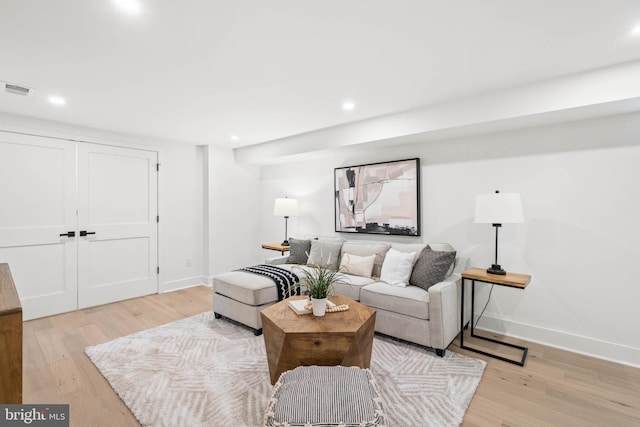 living room featuring light hardwood / wood-style floors