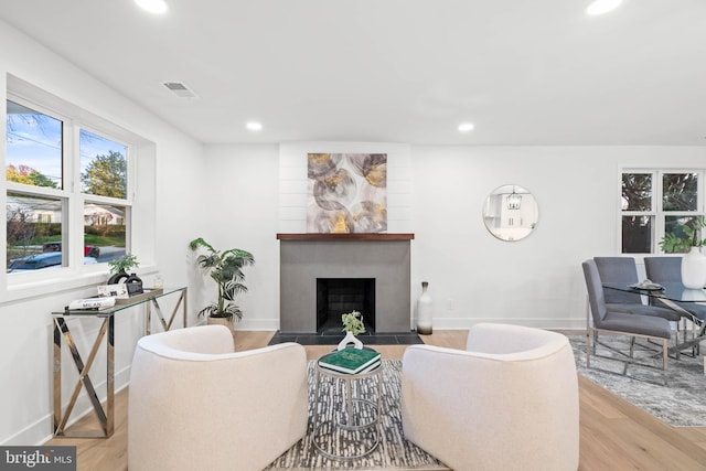 living room featuring light wood-type flooring