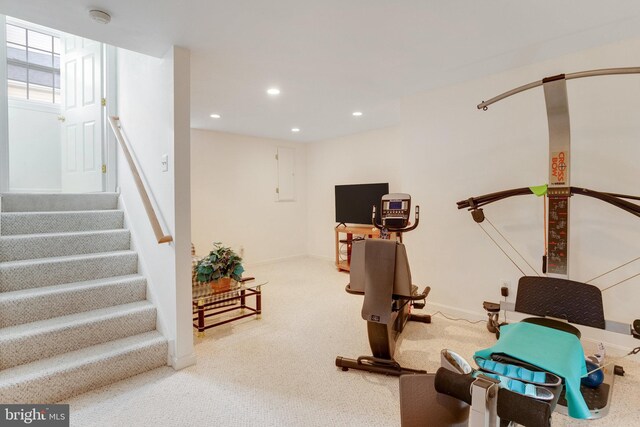 1721 Dearbought Dr, Frederick, MD 21701 - workout area featuring recessed lighting and carpet floors