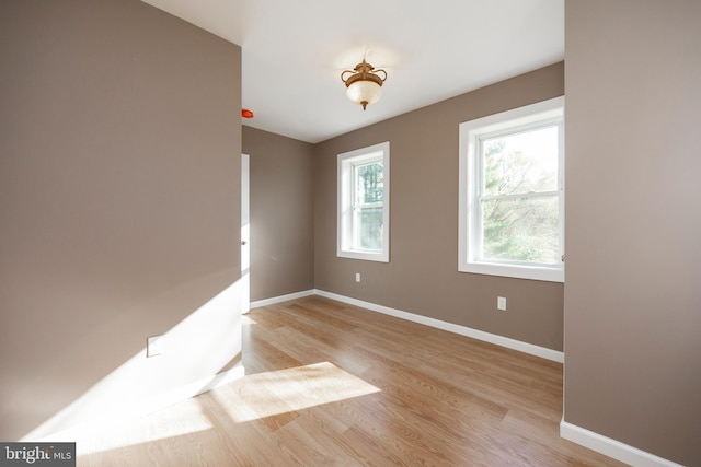 spare room featuring light hardwood / wood-style floors