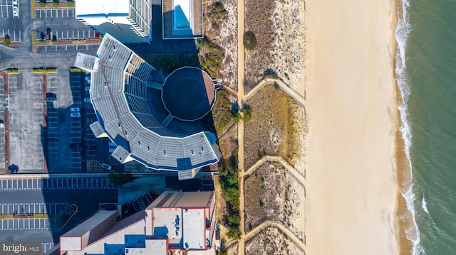 aerial view featuring a beach view and a water view