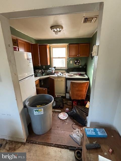 kitchen with white range oven