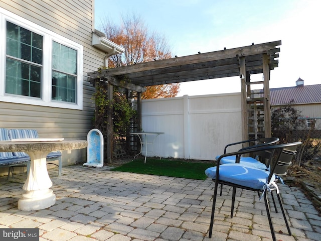 view of patio with a pergola