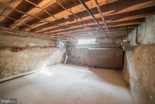 basement with electric panel