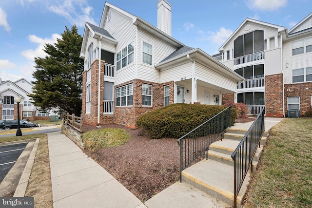 view of front of home featuring central AC