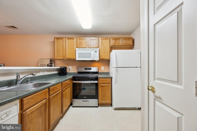 kitchen featuring sink and white appliances