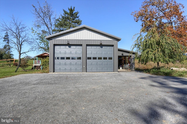 view of detached garage