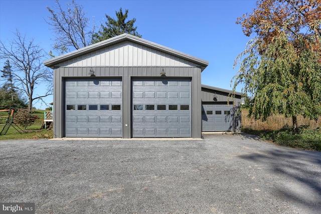 view of detached garage