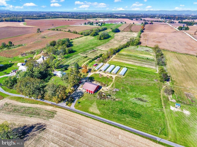 aerial view with a rural view