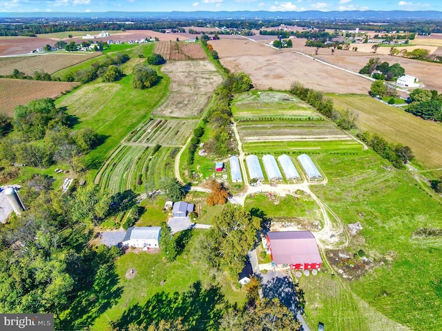 aerial view with a rural view