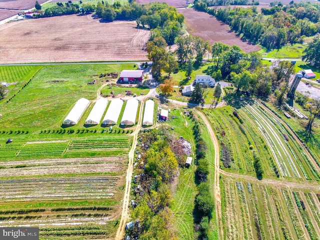 bird's eye view with a rural view