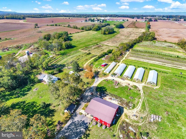 drone / aerial view with a rural view