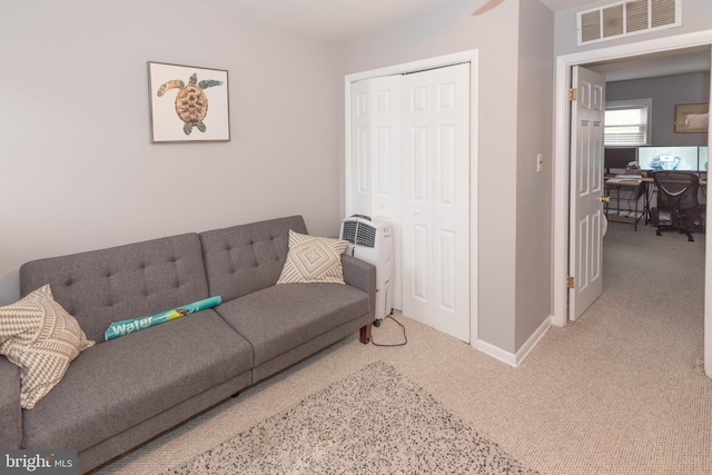 living room featuring carpet floors