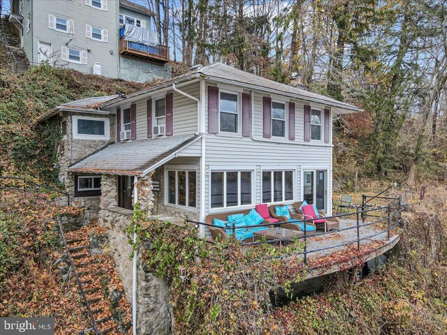 5449 Depues Rd, Bangor, PA 18013 - back of house featuring an outdoor living space and stone siding