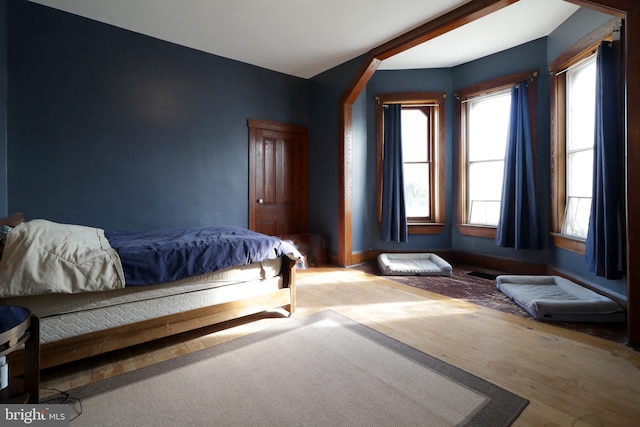 bedroom featuring light hardwood / wood-style flooring