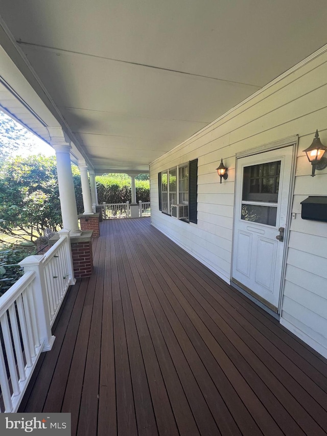 deck featuring covered porch