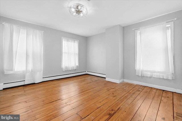 empty room with light hardwood / wood-style flooring