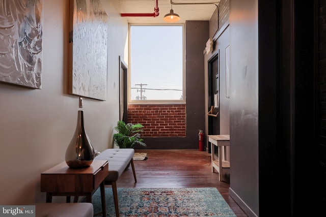 corridor featuring dark wood-type flooring