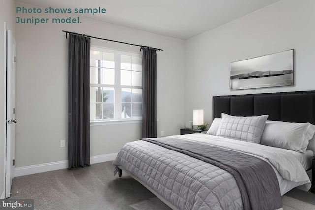 bedroom featuring carpet floors and baseboards