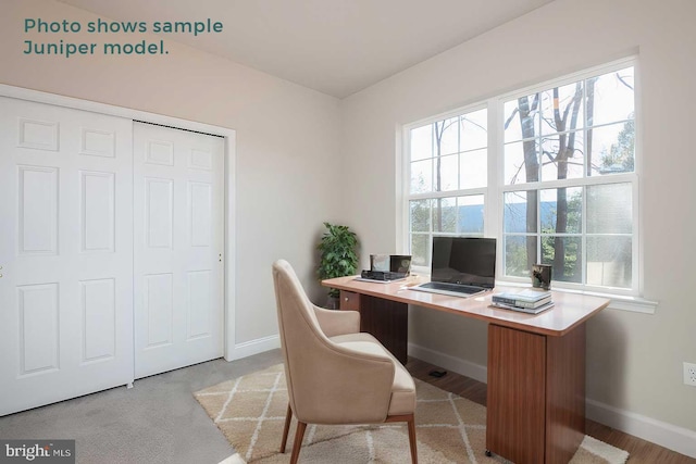 home office featuring a wealth of natural light and baseboards