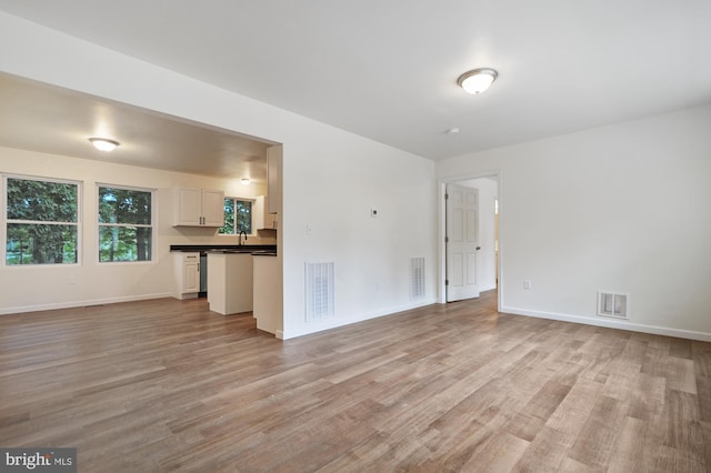 unfurnished living room with light hardwood / wood-style floors