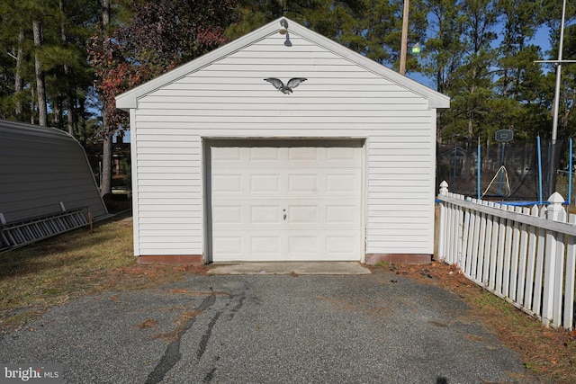 garage featuring a trampoline