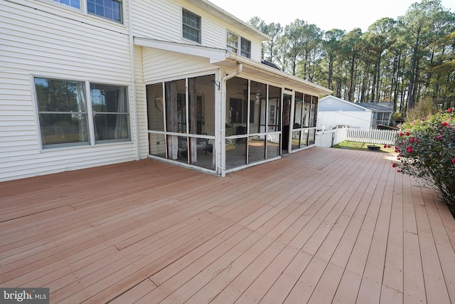 deck featuring a sunroom