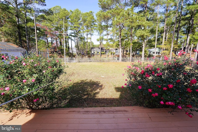 view of yard featuring a deck