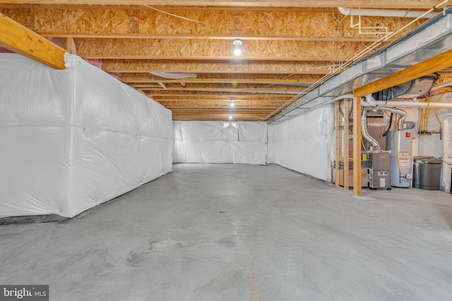 basement featuring water heater